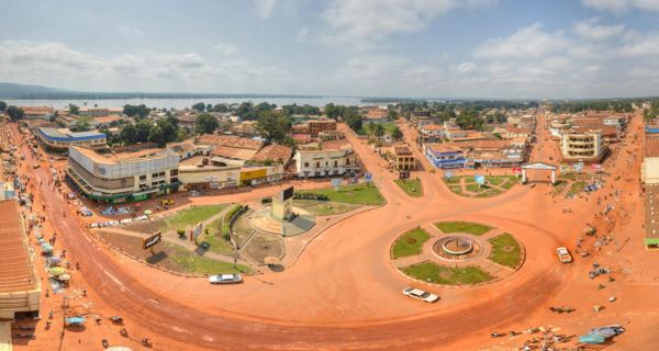 The city centre of Bangui beside the Oubangui river