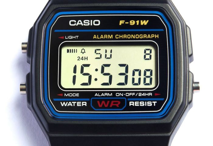 Close-up of a Casio digital wristwatch face