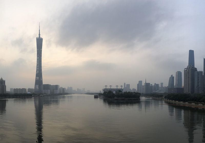 The Guangzhou skyline and Tianhe central business district along the Pearl River