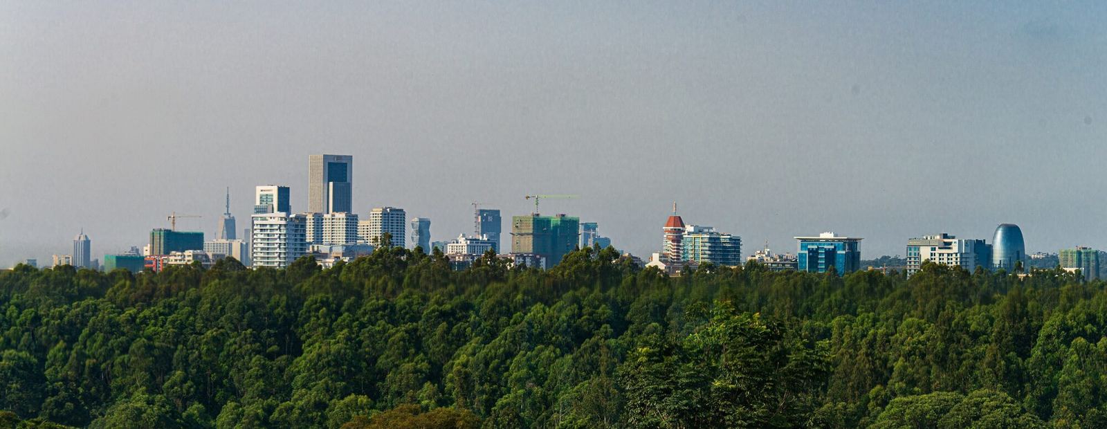 The skyline of Nairobi, Kenya, seen from the north of the city
